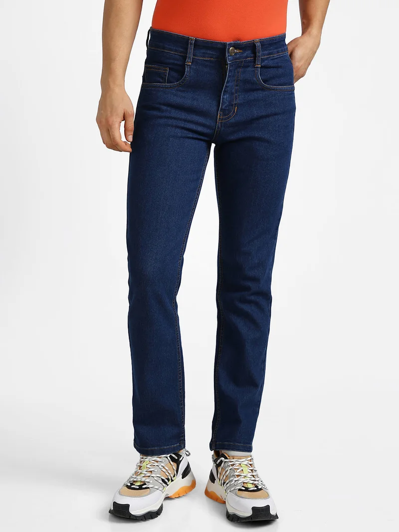 Urbano Fashion Men's Blue Regular Fit Washed Jeans Stretchable