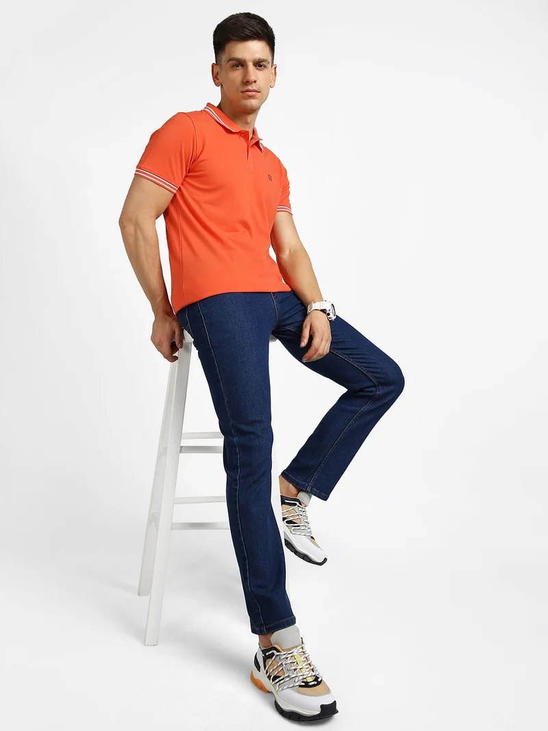 Urbano Fashion  Urbano Fashion Men's Blue Regular Fit Washed Jeans Stretchable  | Best Price UAE