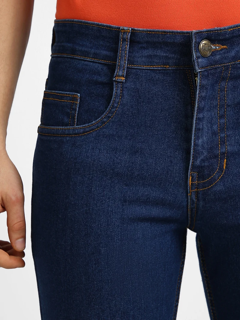 Urbano Fashion  Urbano Fashion Men's Blue Regular Fit Washed Jeans Stretchable  | Best Price UAE