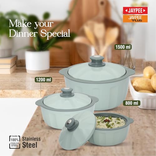JAYPEE HOTFEAST Inner Stainless Steel Casserole Twin Set of 2, 800ml, BPA Free Insulated casserole Set |Sabji Container |Small Chapati Box |Food Grade Serving Set, Coffee - Image 3