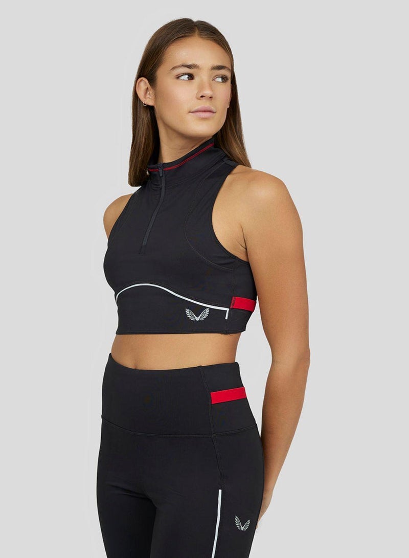 كاستور بلوزة جري قصيرة سوداء للنساء - Image 1