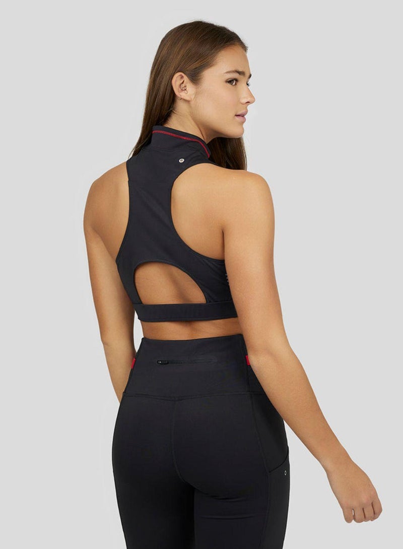 كاستور بلوزة جري قصيرة سوداء للنساء - Image 3