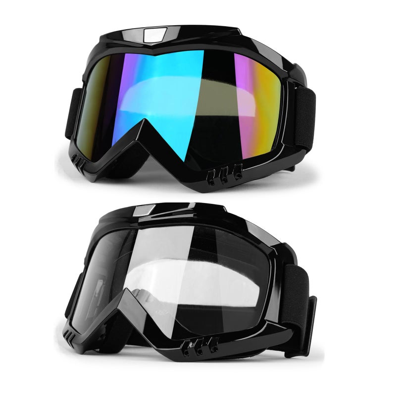 LMAVAG Dirt Bike ATV Goggles 2 Pack Motorcycle Gear for Men Women Motocross Bike Riding Offroad Helmet Ski Glasses UV400 AntiFog Scratch Dustproof Adult Youth KidsColorClear