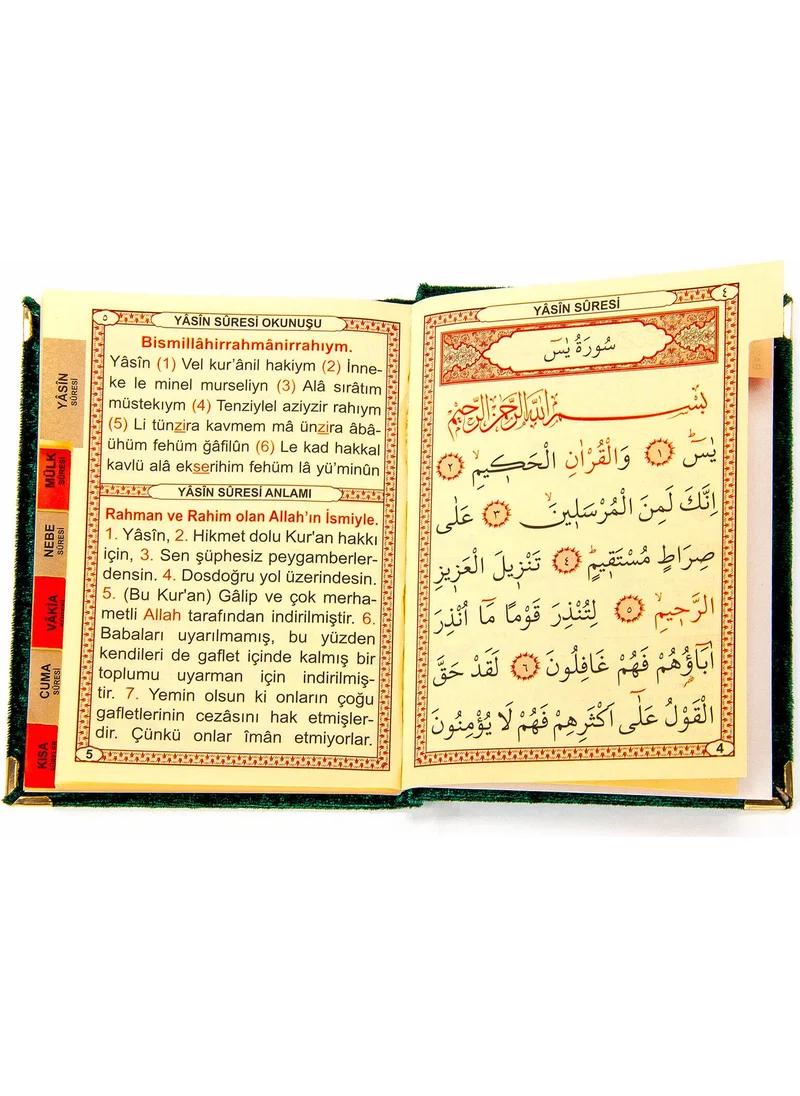 İhvan Brotherhood 20 Pieces Velvet Covered Book of Yasin - With the Words of Allah - Bag Size - Green - 1112