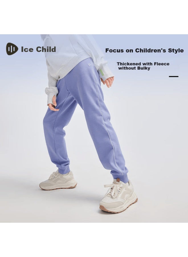 Souhait Boys And Girls Fleece-lined Pants Winter Children's Trousers Warm Pants Misty Blue Purple 150 - Image 1