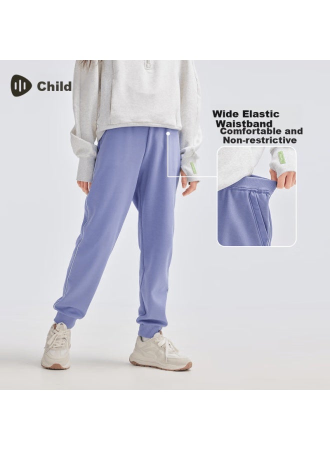 Souhait Boys And Girls Fleece-lined Pants Winter Children's Trousers Warm Pants Misty Blue Purple 150 - Image 2