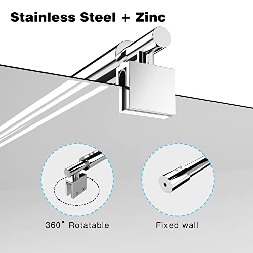 HTLOTUS Shower Support Bar, 27.6" to 47.2" Telescopic Bar for 5/16" to 3/8" Thick Glass, Wall-to-Glass Support Arm, Polished Silver - Image 3