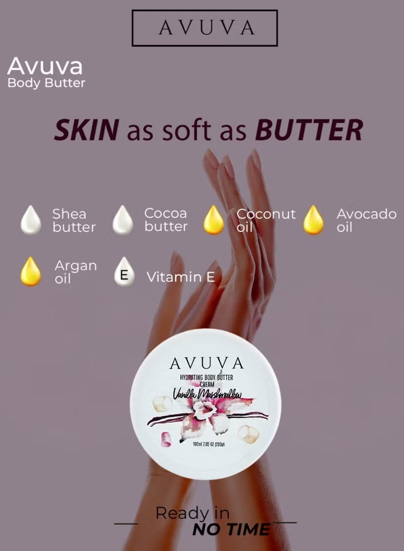 Avuva Hydrating Body Butter Cream Vanilla Marshmallow 200gm - Image 4