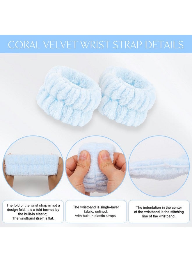 Cavetee Makeup Headband For Women, Skincare Headband For Washing Face, Cute Blue Puffy Spa Headband With Wristband Scrunchies And Soft Compressed Facial Sponges For Women Girl - Image 5