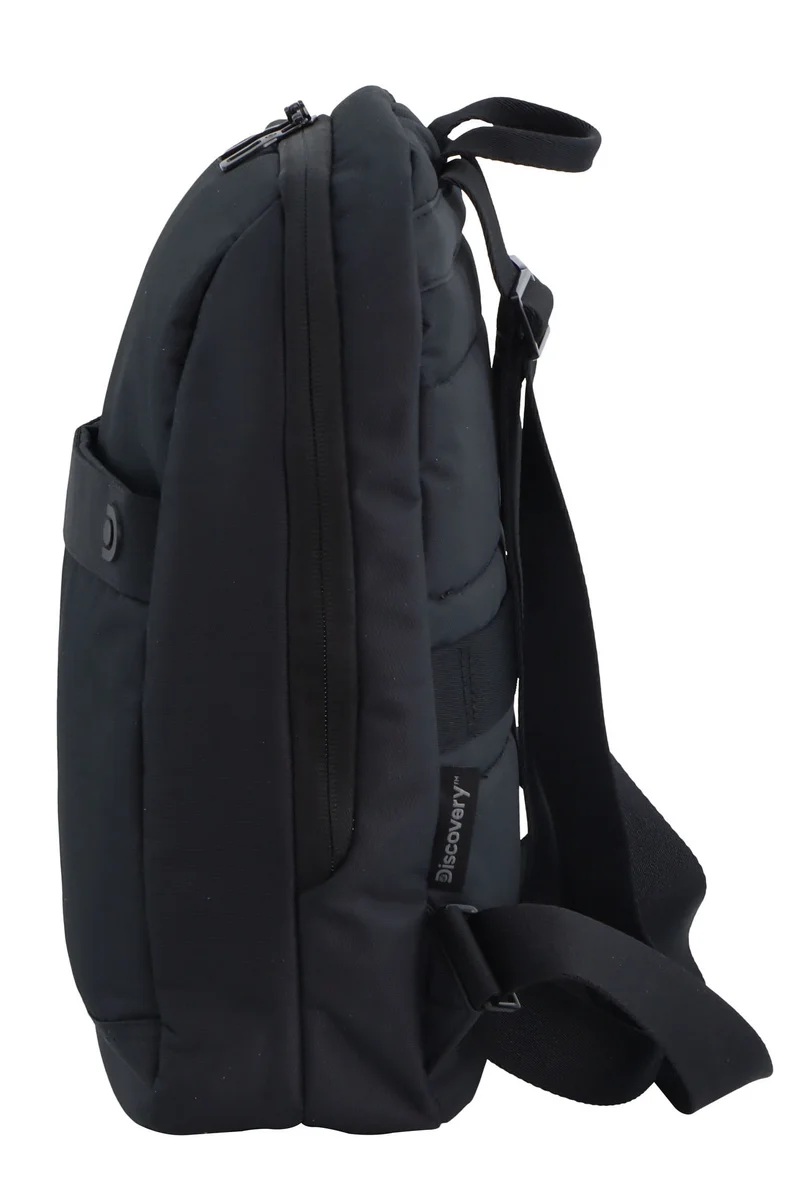 Discovery Discovery Downtown Backpack 11L – Black |Compact RPET Backpack with RFID Protection & Luggage Strap