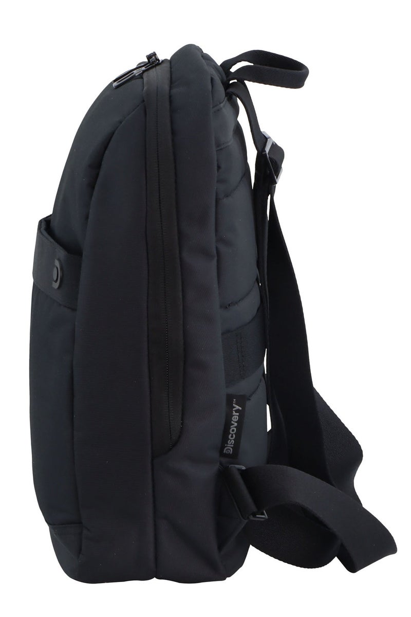 Discovery Downtown Backpack 11L â€“ Black |Compact RPET Backpack with RFID Protection & Luggage Strap - Image 4