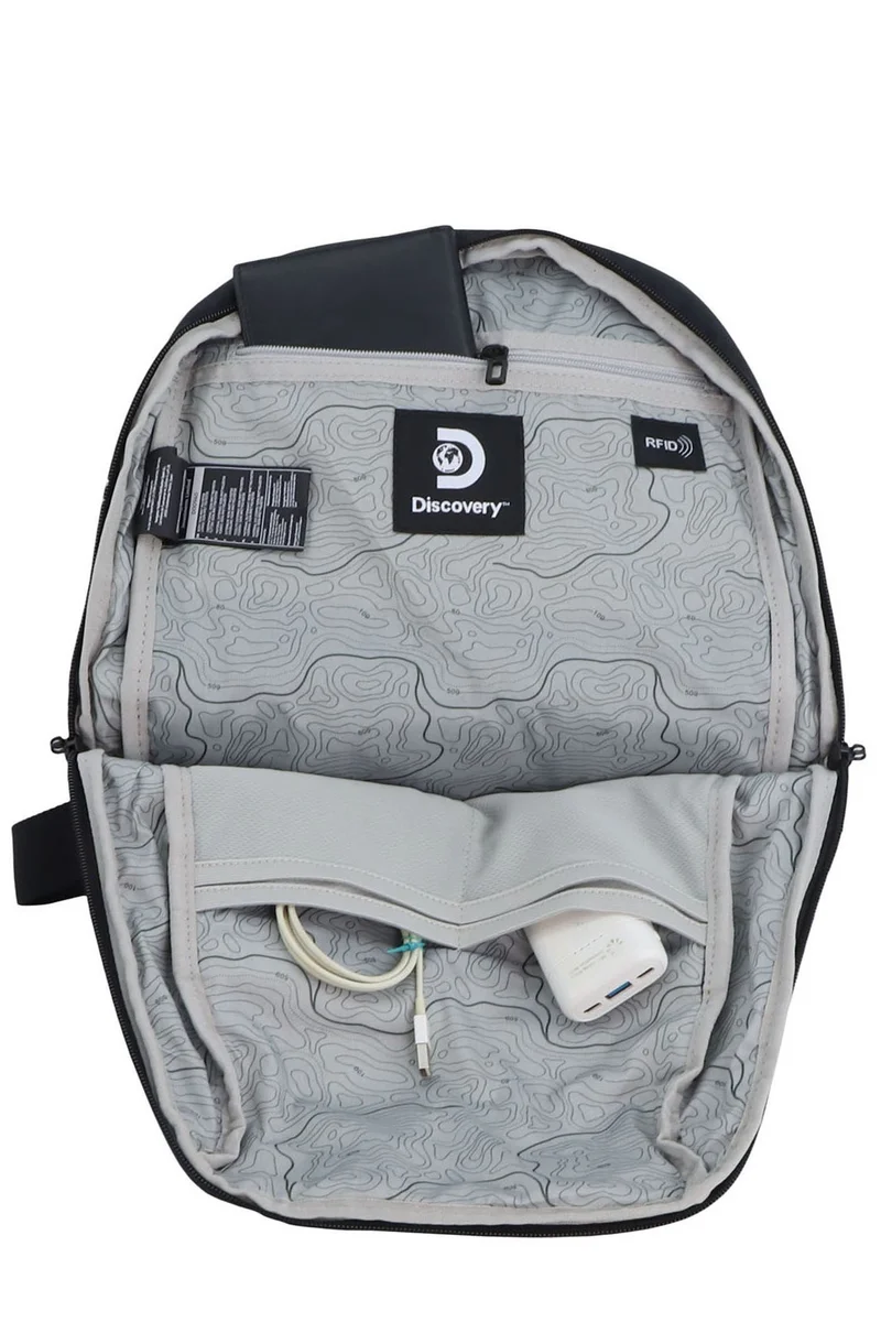 Discovery  Discovery Downtown Backpack 11L â€“ Black |Compact RPET Backpack with RFID Protection & Luggage Strap  | Best Price UAE