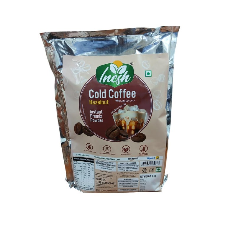 Inesh Cold Coffee Hazelnut Instant Premix Powder Pouch 1 Kg - Image 2