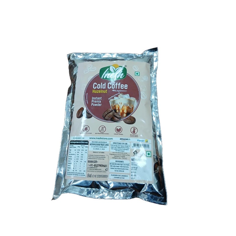 Inesh Cold Coffee Hazelnut Instant Premix Powder Pouch 1 Kg - Image 3
