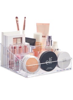 STORi STORi Clear Plastic Vanity Makeup Organizer | Compact Rectangular 4-Compartment Holder for Brushes, Eyeshadow Palettes, & Beauty Supplies | Made in USA  - Image 1