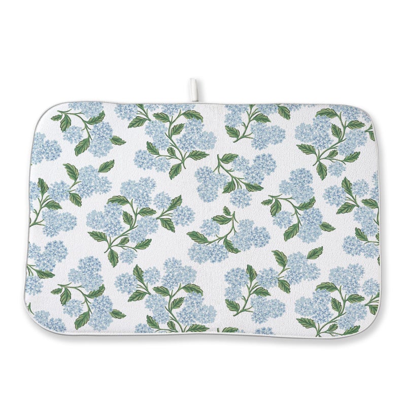 GOLIANDA Blue Sage Green Hydrangea Dish Drying Mats 18x24 Inch Floral Mats Spring Holiday Kitchen Decor Absorbent Drying Dish Pad Rack Drainer Mats for Kitchen Dining Room - Image 1