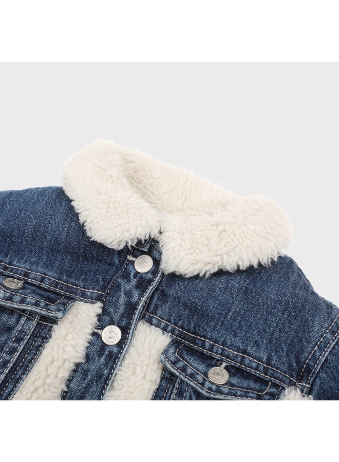 Zara جاكيت أطفال أنيق بياقة فخمة طويلة الأكمام مع أزرار للدفء - Image 4