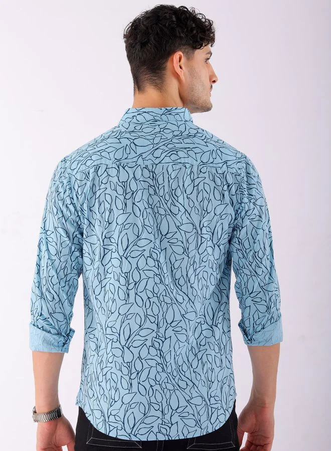 شركة المرآب الهندية Men Regular Fit Tropical Full Sleeves Spread Collar Casual Shirt