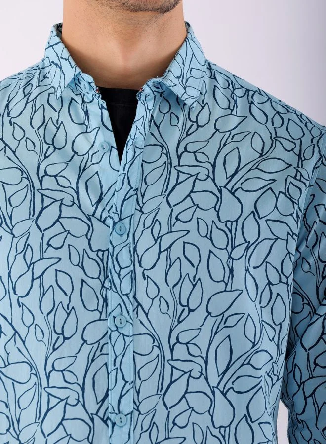 شركة المرآب الهندية Men Regular Fit Tropical Full Sleeves Spread Collar Casual Shirt