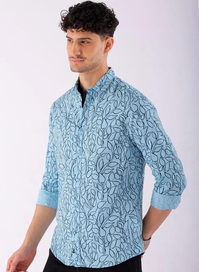شركة المرآب الهندية Men Regular Fit Tropical Full Sleeves Spread Collar Casual Shirt