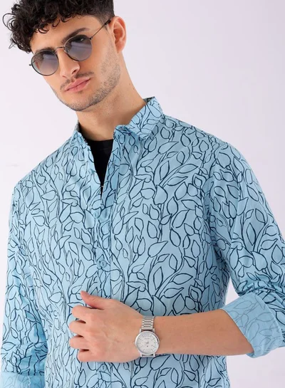 شركة المرآب الهندية Men Regular Fit Tropical Full Sleeves Spread Collar Casual Shirt