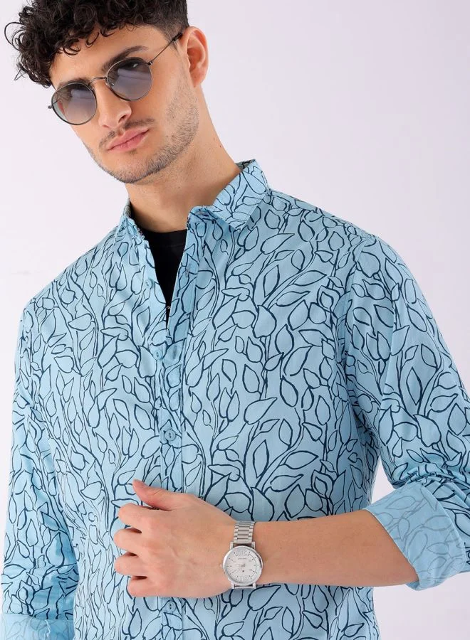 شركة المرآب الهندية Men Regular Fit Tropical Full Sleeves Spread Collar Casual Shirt