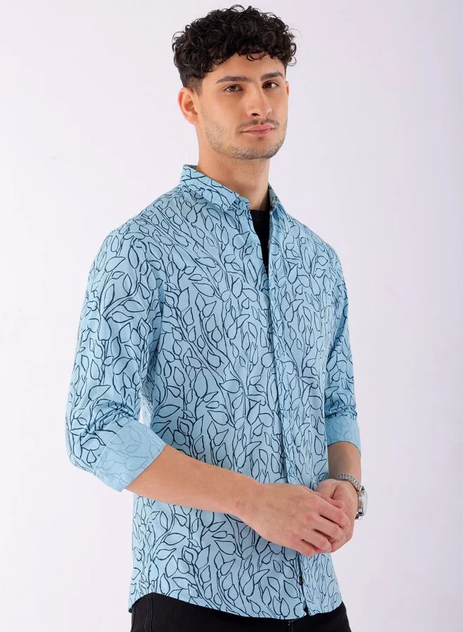شركة المرآب الهندية Men Regular Fit Tropical Full Sleeves Spread Collar Casual Shirt