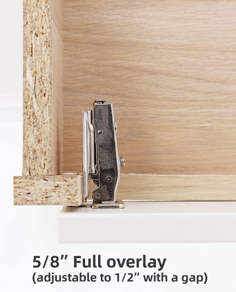DecoBasics (50 PCS) Full Overlay Soft Close Cabinet Hinges for Kitchen Cabinets - 105° Face Frame Concealed Cabinet Door Hinge -3 Way Adjustability -Clip on Plate & Matching Screw 4 Easy Installation - Image 5