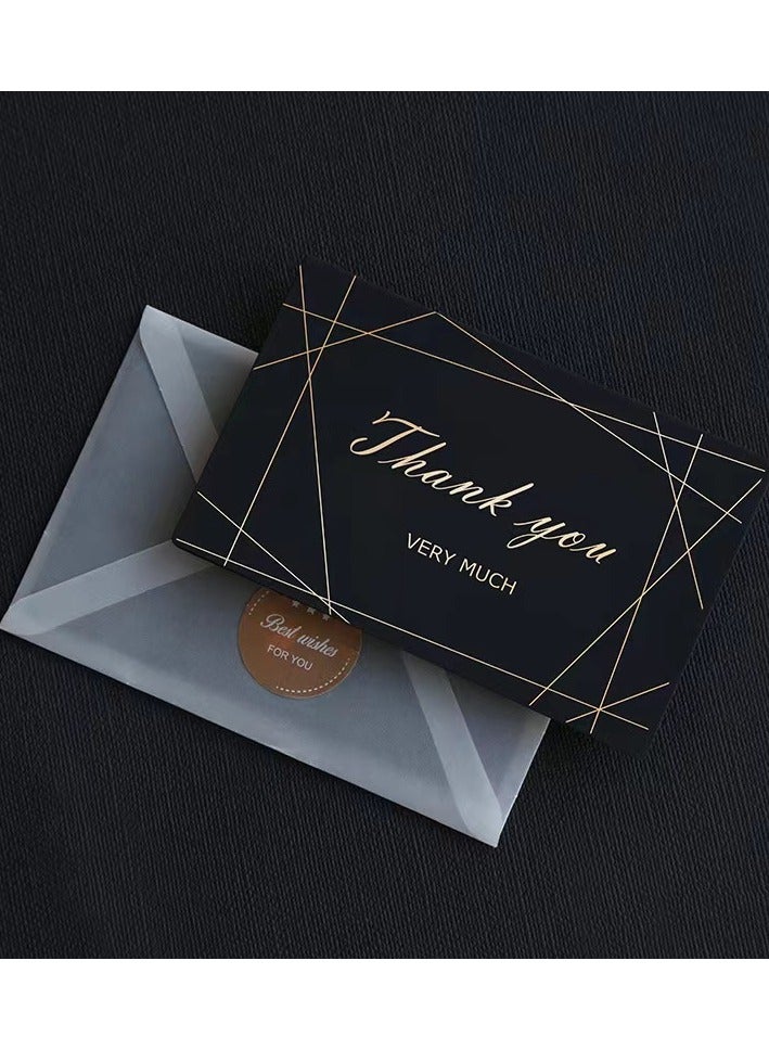BenQuand Premium Thank You Card with Gold Embossing，Black & Gold Foil Elegant  Thank You With Envelope And Seal， Anniversary Card Gift for Business,Friend Boyfriend,Mum,Daddy 