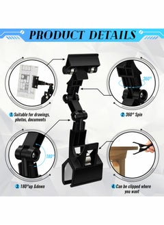 Excefore Flexible Documents Holder Foldable Adjustable Copy Holder Clip Paper Holder for Computer Monitor Handy Artist Supplies Holder Canvas Clamp Double Head Typing Painting Easel Accessory, Black 6 PCS  - Image 2