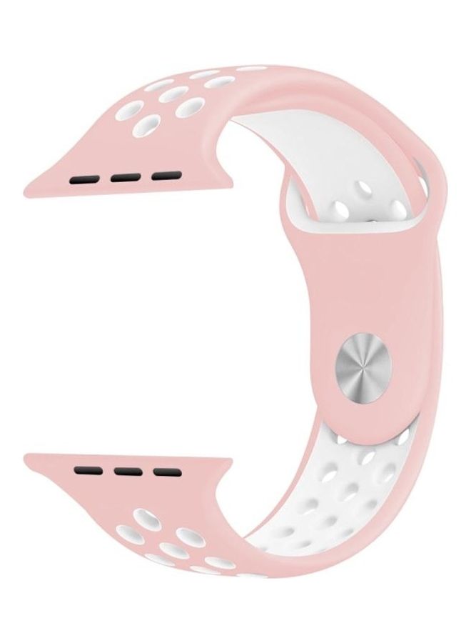 NIBEMINENT Replacement Strap For Apple Watch Series SE/6/5/4 40mm And 3/2/1 38mm Pink/White - Image 4