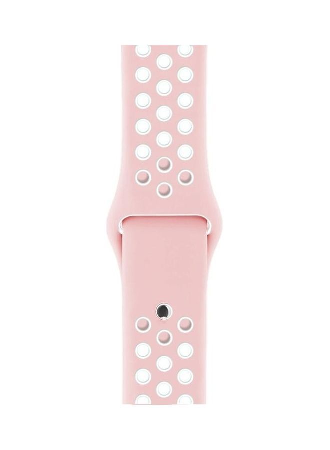 NIBEMINENT Replacement Strap For Apple Watch Series SE/6/5/4 40mm And 3/2/1 38mm Pink/White - Image 3