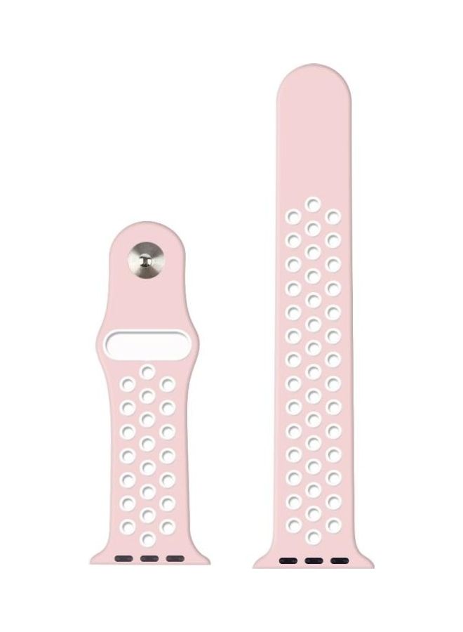 NIBEMINENT Replacement Strap For Apple Watch Series SE/6/5/4 40mm And 3/2/1 38mm Pink/White - Image 2