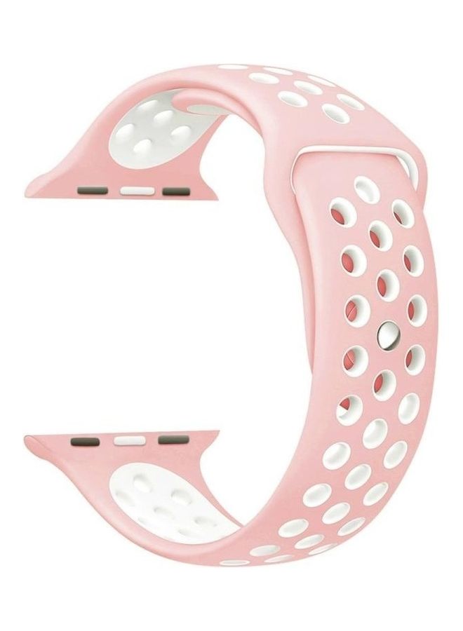 NIBEMINENT Replacement Strap For Apple Watch Series SE/6/5/4 40mm And 3/2/1 38mm Pink/White - Image 5