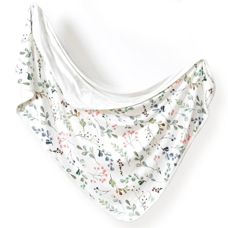 GRSSDER Baby Blankets Super Soft Jersey Knit Swaddle Blanket for Baby Girls and Boys, Double Layer Receiving Blankets 34 x 44 Inches Extra Large for Baby Show Gift, Watercolor Leaves - Image 1