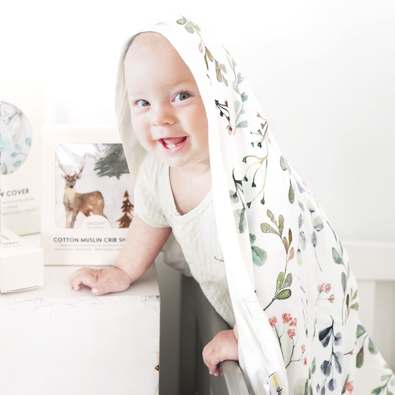 GRSSDER Baby Blankets Super Soft Jersey Knit Swaddle Blanket for Baby Girls and Boys, Double Layer Receiving Blankets 34 x 44 Inches Extra Large for Baby Show Gift, Watercolor Leaves - Image 5