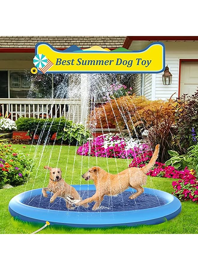 KASTWAVE Splash Sprinkler Pad For Dogs Kids Anti Slip Thickened Dog Pool Durable Upgrade Bath Pool Pet Summer Outdoor Water Toys Backyard Fountain Play Mat For Pet Dogs And Kiddie (150Cm) - Image 3