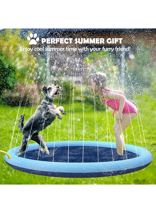 KASTWAVE Splash Sprinkler Pad For Dogs Kids Anti Slip Thickened Dog Pool Durable Upgrade Bath Pool Pet Summer Outdoor Water Toys Backyard Fountain Play Mat For Pet Dogs And Kiddie (150Cm) - Image 2