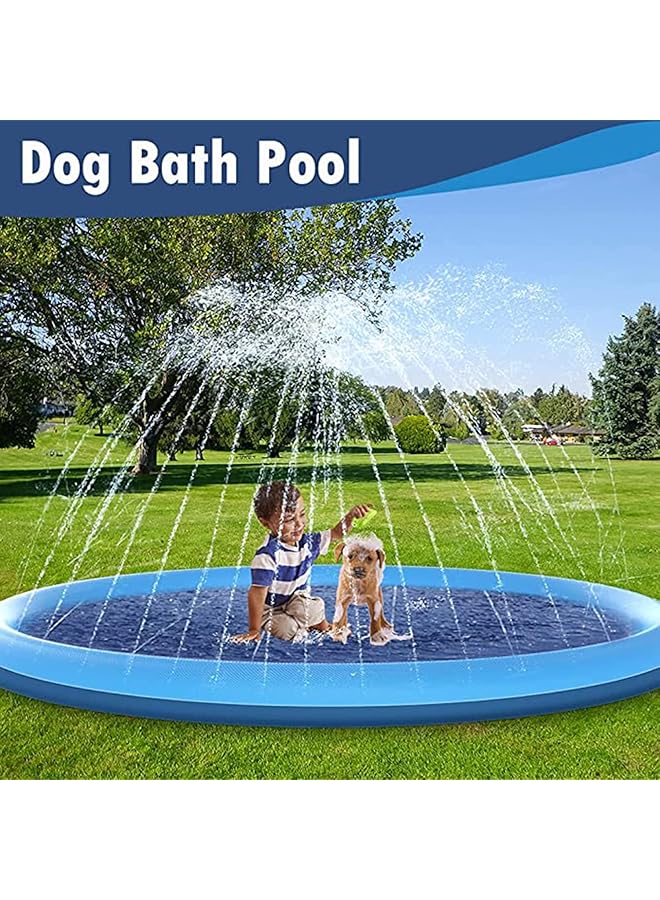 KASTWAVE Splash Sprinkler Pad For Dogs Kids Anti Slip Thickened Dog Pool Durable Upgrade Bath Pool Pet Summer Outdoor Water Toys Backyard Fountain Play Mat For Pet Dogs And Kiddie (150Cm) - Image 4