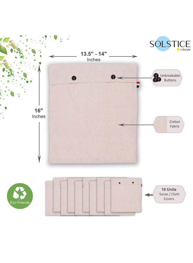 سولستيس مجموعة أغطية/أكياس الساري القطنية من SOLSTICE للتخزين، مقاس 16 × 14 (بوصة) لأغطية الملابس، وحقيبة التخزين، والسفر، ومنظم خزانة الملابس، مجموعة من (10) - Image 2