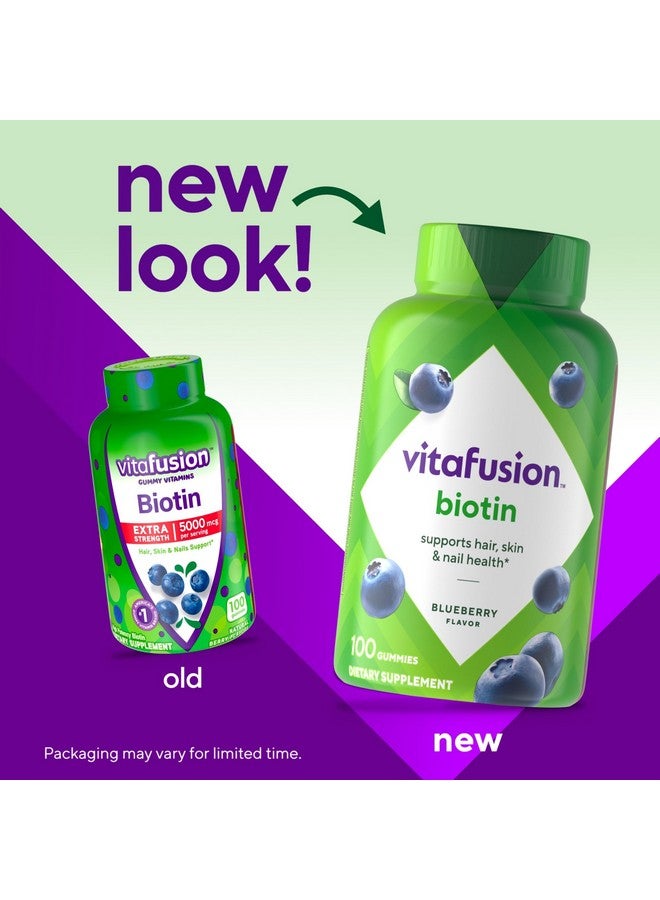 vitafusion Extra Strength Biotin Gummy Vitamins, Berry Flavored, 5,000 mcg Biotin Vitamins, America’s Number 1 Gummy Vitamin Brand, 50 Day Supply, 100 Count (packaging may vary) - Image 2
