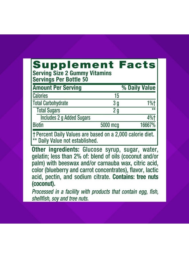 vitafusion Extra Strength Biotin Gummy Vitamins, Berry Flavored, 5,000 mcg Biotin Vitamins, America’s Number 1 Gummy Vitamin Brand, 50 Day Supply, 100 Count (packaging may vary) - Image 4