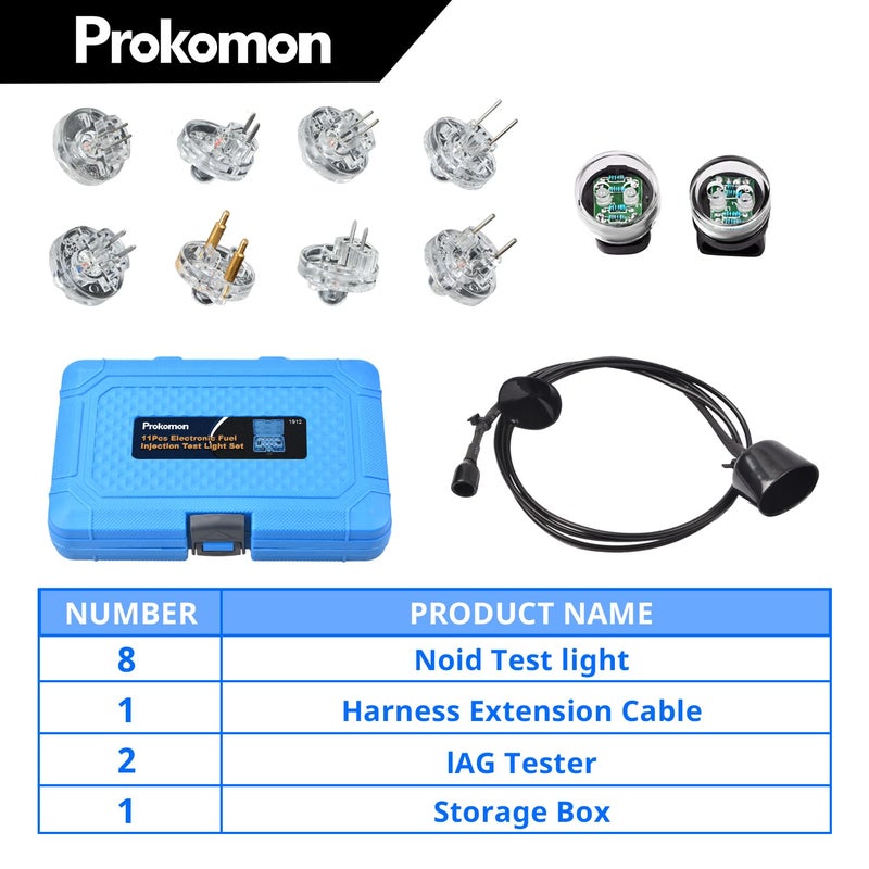 Prokomon 11 Pieces Noid Light Test Kit; Fuel Injector Noid Light Tester Kit with 8 Noids for Most Cars - Image 3