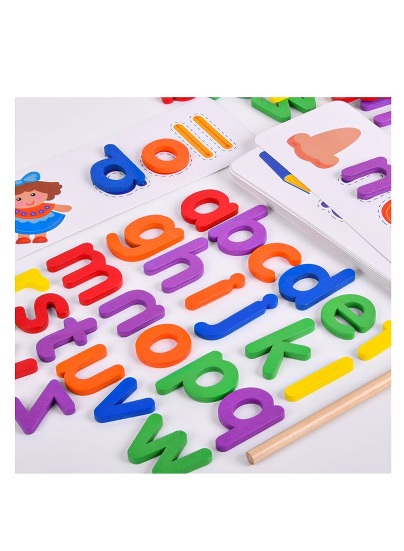 NOVOLAN Early Learning Toy Children Early Education 26 English Alphabet Cards Spelling Practice Educational Toys Spelling Word Game, Spelling Practice Brain Teaser Memorize Letters Colorful Design - Image 2
