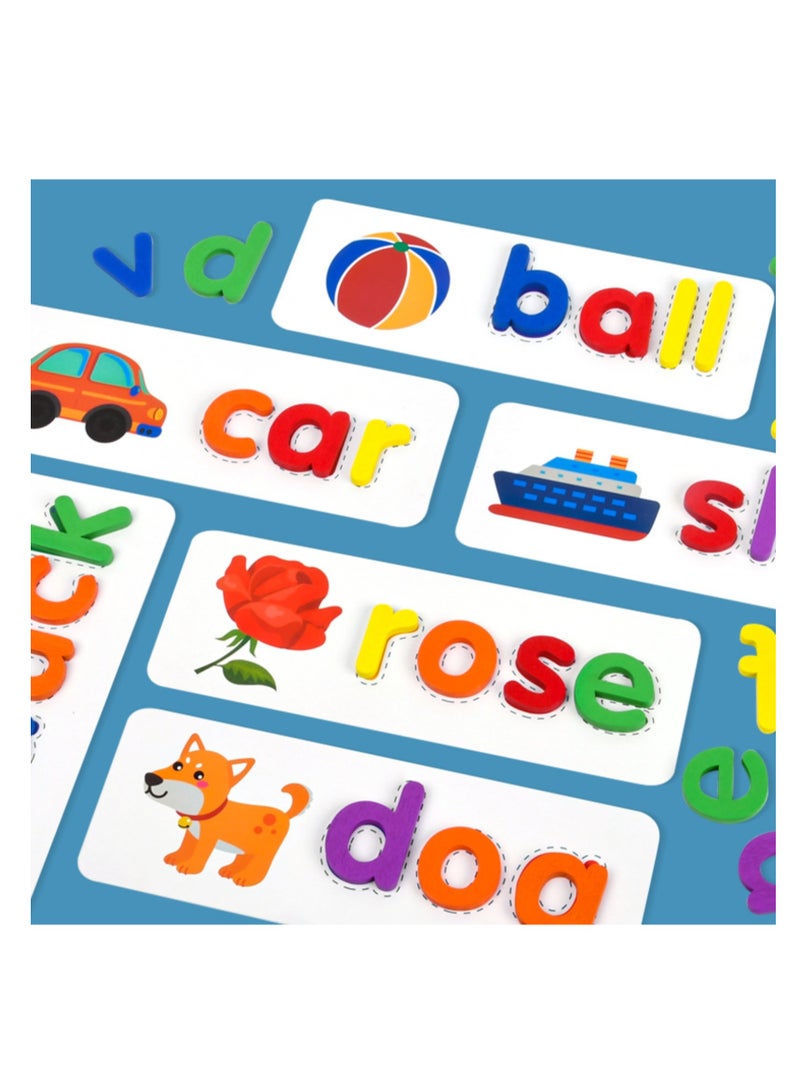 NOVOLAN Early Learning Toy Children Early Education 26 English Alphabet Cards Spelling Practice Educational Toys Spelling Word Game, Spelling Practice Brain Teaser Memorize Letters Colorful Design - Image 3