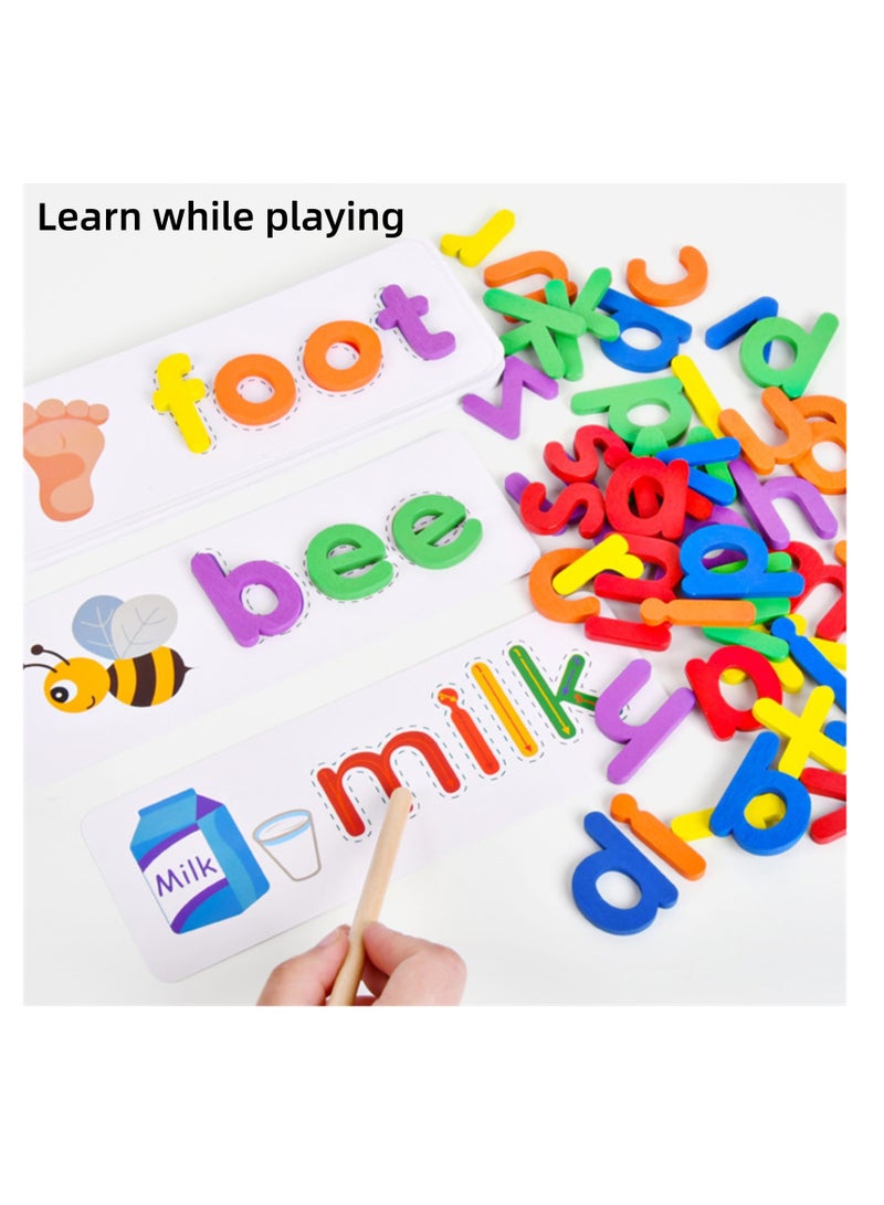 NOVOLAN Early Learning Toy Children Early Education 26 English Alphabet Cards Spelling Practice Educational Toys Spelling Word Game, Spelling Practice Brain Teaser Memorize Letters Colorful Design - Image 4