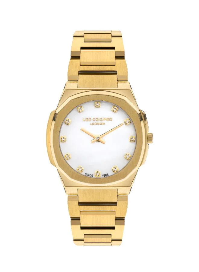 لي كوبر ساعة نسائية بحركة ، مينا تناظري وسوار معدني - .، ذهبي