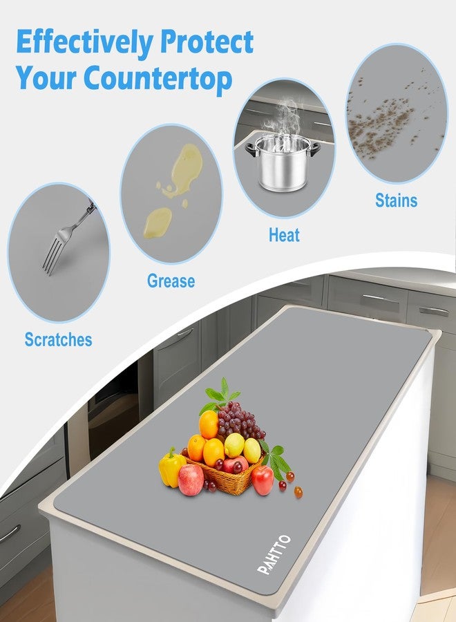 PAHTTO Silicone Mat for Kitchen Countertop, 47.2x23.6in Heat Resistant Kitchen Island Protector Mat, Extra Large Non-Slip Thickened Quartz Counter Heat Protector, Waterproof & Multipurpose - Image 3