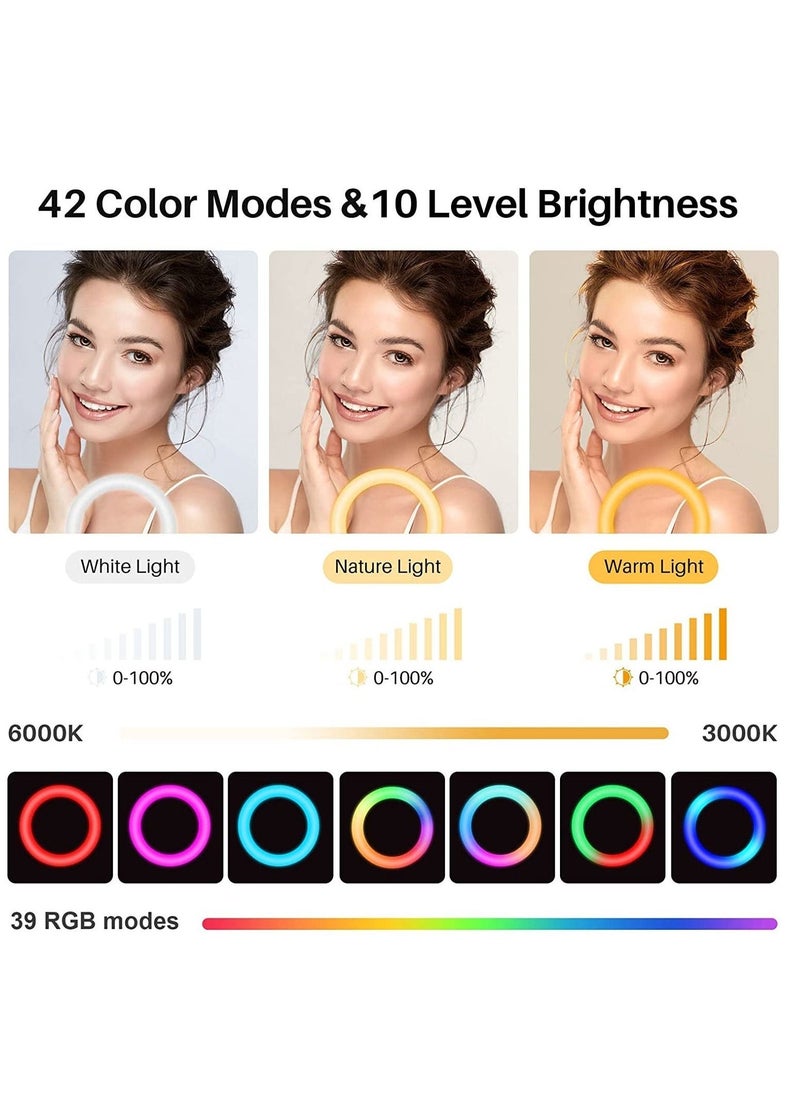 12'' RGB Ring Light with Stand and Phone Holder - TODI Selfie Ring Light with Tripod Stand for Makeup/Photography/YouTube Video/Vlog/TikTok/Live Stream, Led Ring Light Compatible with iPhone  A  - Image 2