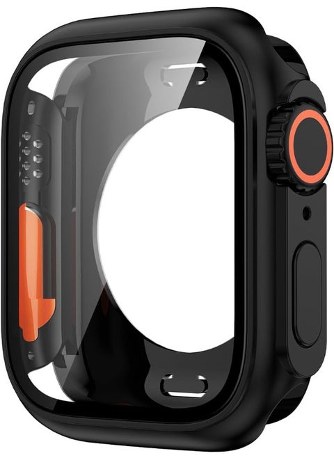 Compatible with Apple Watch Series 10 (2024) 46mm Hard Case with Tempered Glass Screen Protector, [Looks Like iWatch Ultra] Unique Design Hard PC Waterproof Case Cover, Bumper Full Coverage Accessories for iWatch 10 46mm, Black